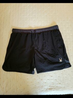 Spyder Men’s Black Swim Trunk Shorts Sz XXL Elastic & Drawstring Waist NWOT